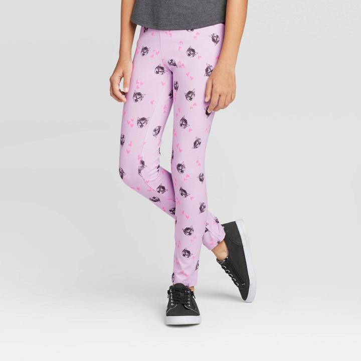Girls' Cat Leggings - Cat & Jack Lilac M, Girl's, Size: