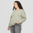 Women's Plus Size Tunic Long Sleeve Sweatshirt - Universal Thread Olive (green)