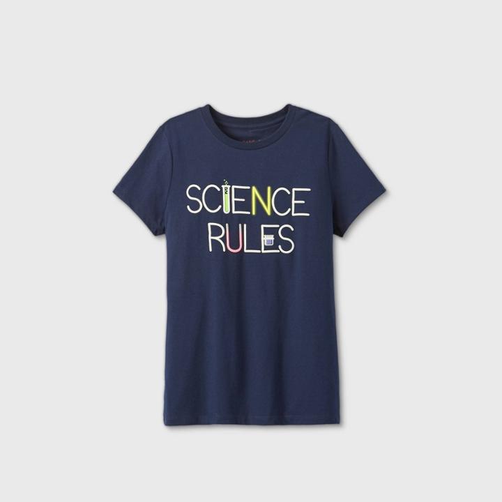 Women's Short Sleeve 'science Rules' Graphic T-shirt - Cat & Jack Navy