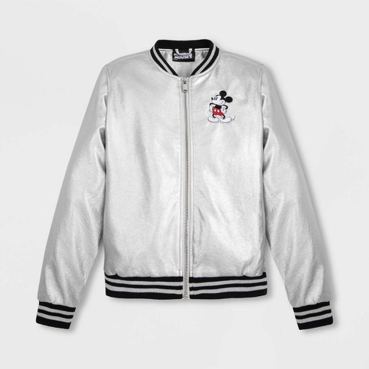 Women's Disney Minnie Mouse Bomber Jacket - Gray S - Disney