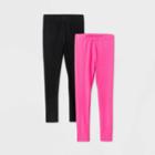 Girls' 2pk Adaptive Leggings - Cat & Jack Black/pink