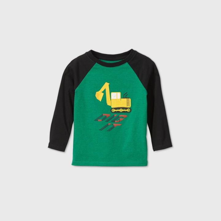 Toddler Boys' Long Sleeve Dig It Graphic T-shirt - Cat & Jack Green