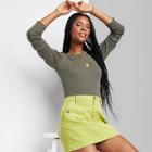 Women's Long Sleeve Fitted T-shirt - Wild Fable Olive Green