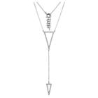 Prime Art & Jewel Sterling Silver Geometric Cz Y-neck Necklace With 17+3ext Chain, Girl's