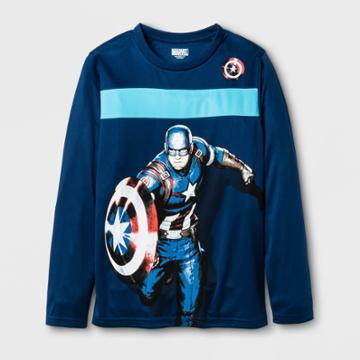 Boys' Marvel Captain America One Big Shield T-shirt - Navy