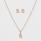 Sterling Silver Initial S Earrings And Necklace Set - A New Day Gold, Girl's, Size: Small, Gold -