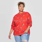 Disney Women's Santa Mickey Plus Size Sweatshirt (juniors') - Red