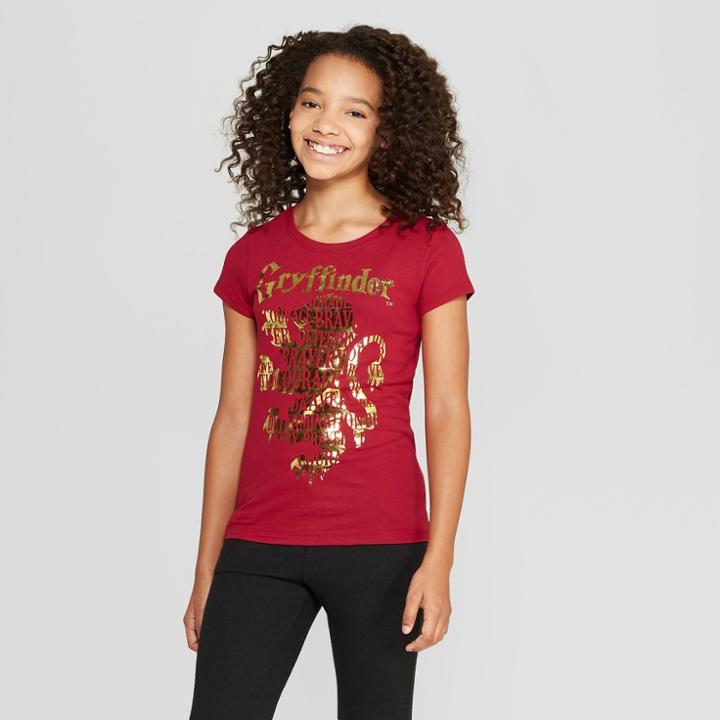 Girls' Harry Potter Gryffindor Short Sleeve T-shirt - Dark Red