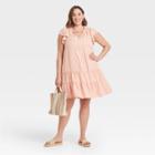 Women's Plus Size Flutter Short Sleeve Ruffle Dress - Knox Rose Blush Pink