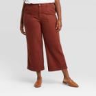Women's Plus Size High-rise Wide Leg Cropped Jeans - Universal Thread Brown