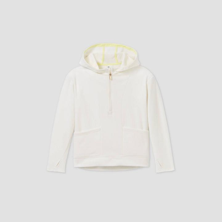 Girls' Fleece 1/4 Zip Sweatshirt - All In Motion Cream