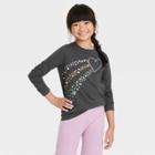 Girls' Long Sleeve 'heart' Graphic T-shirt - Cat & Jack Charcoal Gray