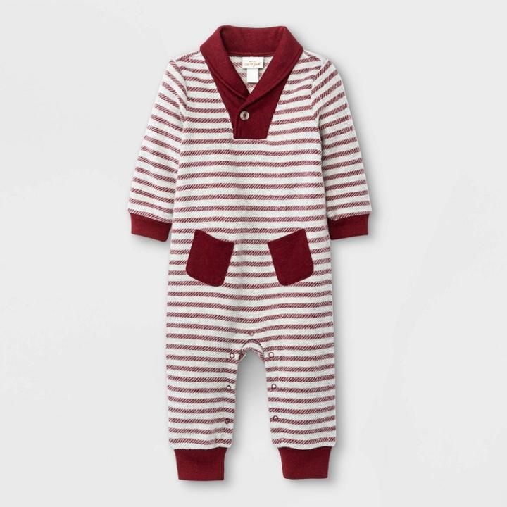 Baby Boys' Cozy Striped Cowl Neck Romper - Cat & Jack Newborn