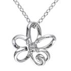 No Brand 0.01 Ct. T.w. Diamond Flower Pendant Necklace In Sterling Silver - I2:i3 - White, Women's,
