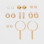 Pearls, Ball, Stud And Hoop 8pk Multi Earring Set - A New Day Gold