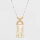 Curved Bar And Half Moon Tassel Pendant Necklace - Universal Thread Ivory