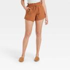 Women's High-rise Pull-on Shorts - A New Day Brown