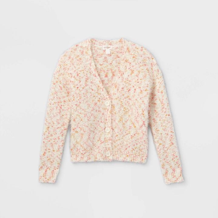 Girls' Short Button Cardigan - Cat & Jack Cream