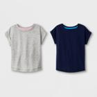 Toddler Girls' 2pk T-shirts - Cat & Jack Navy And Gray 2t, Girl's, Gray/blue