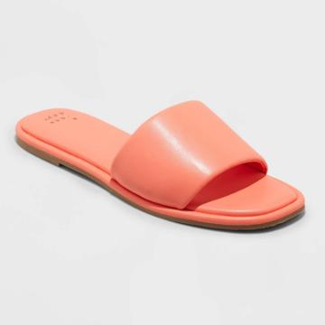 Women's Lulu Slide Sandals - A New Day Orange