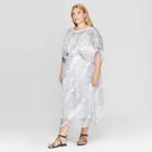 Target Women's Plus Size Striped Short Sleeve Crewneck Midi Dress - Prologue Fresh White X