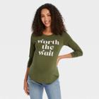 Long Sleeve Worth The Wait Graphic Maternity T-shirt - Isabel Maternity By Ingrid & Isabel Green