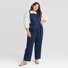 Women's Plus Size Tie-front Denim Overalls - Universal Thread Medium Blue