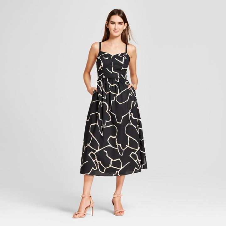 Women's Poplin Midi Tank Dress - Who What Wear Black Print