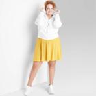 Women's Plus Size Cropped Zip-up Hoodie - Wild Fable White