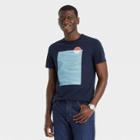 Men's Printed Standard Fit Short Sleeve Crewneck T-shirt - Goodfellow & Co Navy/sun