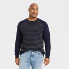 Men's Tall Striped Regular Fit Crewneck Pullover Sweater - Goodfellow & Co Blue