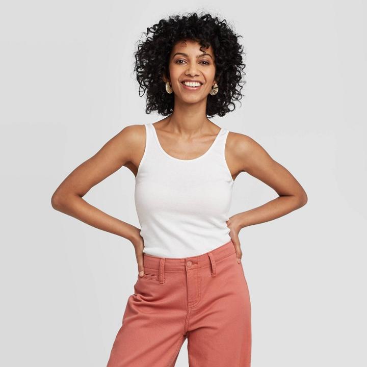 Women's Slim Fit Any Day Tank Top - A New Day Fresh White