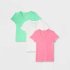 Women's Short Sleeve 3pk T-shirt - Universal Thread White/pink/green