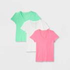 Women's Short Sleeve 3pk T-shirt - Universal Thread White/pink/green