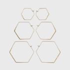 Hexagon In Worn Gold Hoop Earring Set - Universal Thread Gold, Women's