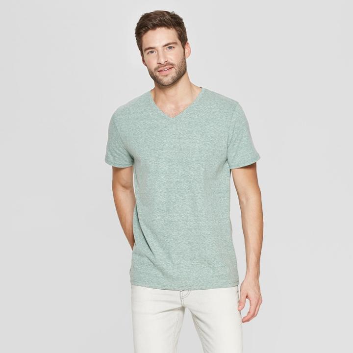 Men's Regular Fit Short Sleeve Novelty V-neck T-shirt - Goodfellow & Co Bracken Fern