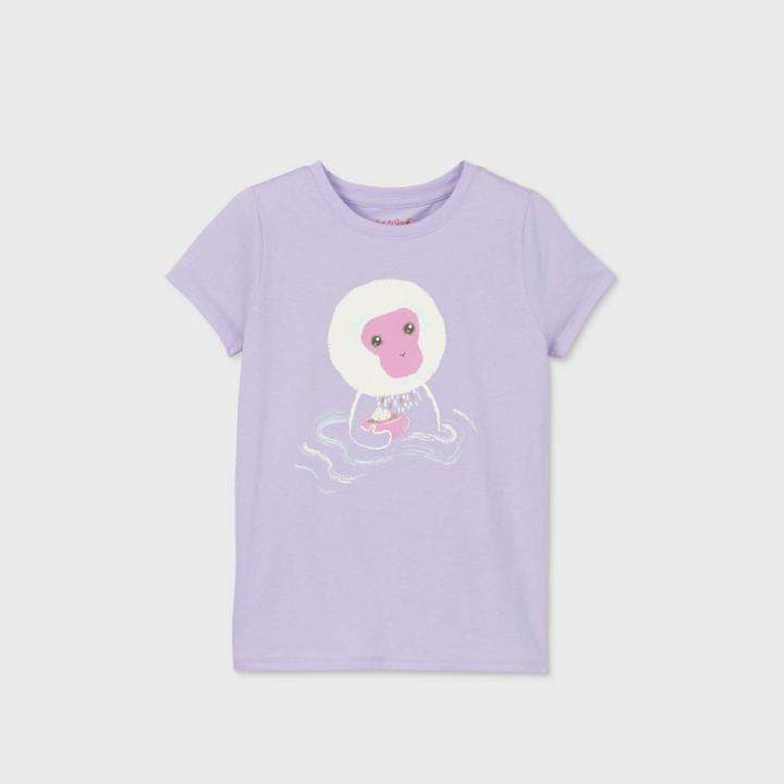 Girls' Short Sleeve Hot Chocolate Monkey Graphic T-shirt - Cat & Jack Lavender Xs, Brown/purple