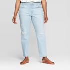 Women's Plus Size Mid-rise Distressed Girlfriend Cropped Jeans - Universal Thread