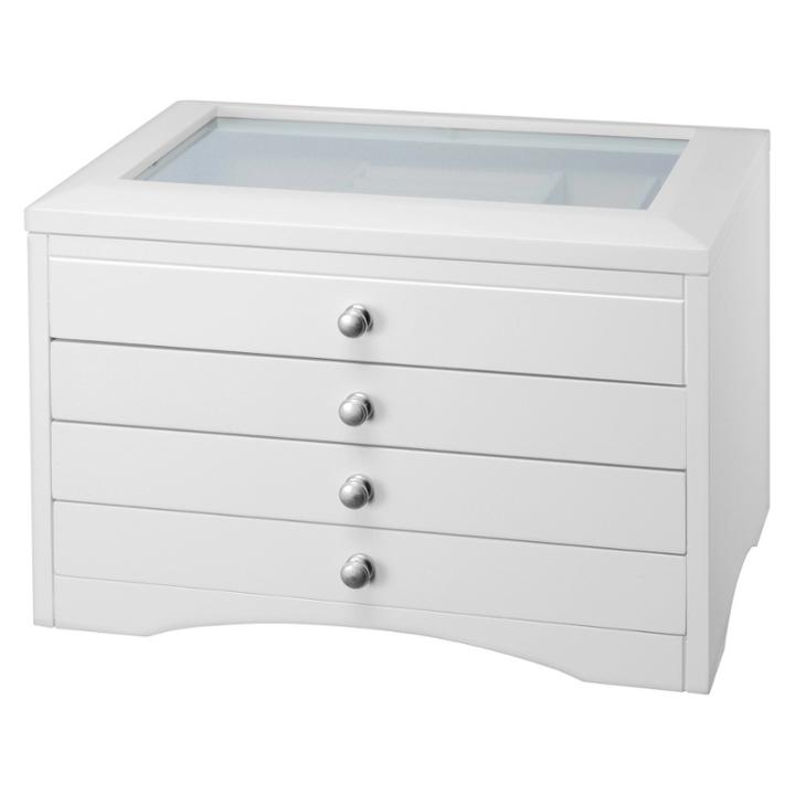 Homepointe Lift Top Wooden Jewelry Box - White, Women's