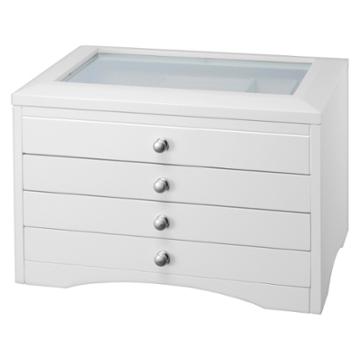 Homepointe Lift Top Wooden Jewelry Box - White, Women's