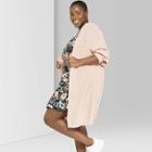 Women's Plus Size Long Sleeve Lightweight Open Cardigan - Wild Fable Coral (pink)
