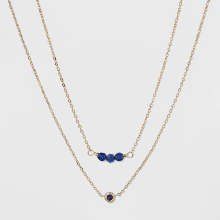 Silver Plated Sapphire And Lapis Crystal Duo Necklace - A New Day Gold, Girl's