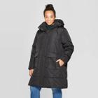 Women's Plus Size Long Sleeve Quilted Puffer Jacket - Ava & Viv Black X