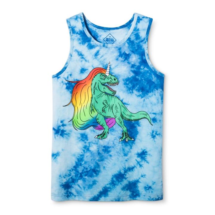 Well Worn Pride Adult T-rex Tank Top - Blue Frost M, Adult Unisex