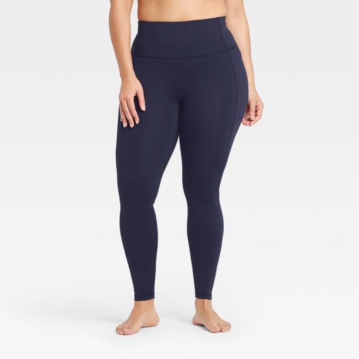 Women's Contour Power Waist High-rise Leggings With Stash Pocket - All In Motion Navy Xs, Women's, Blue