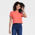 Women's Short Sleeve Shrunken T-shirt - Universal Thread Bright Red