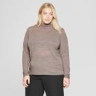 Women's Plus Size Long Sleeve Mock Neck T-shirt - Prologue Brown