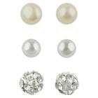 Target Crystal And Freshwater Pearl Round Post And Crystal Fireball Earrings Set Of