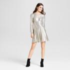 Eclair Women's Foil Sparkle Keyhole A-line Dress - Clair Gold