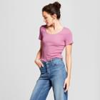 Women's Fitted Scoop Short Sleeve T-shirt - A New Day Pink Heather